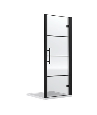 Hudson Reed Apex 900mm Hinged Shower Door & 8mm Glass, Reversible Design, Semi Frameless Shower Door, Matt Black