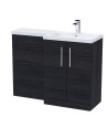 Nuie 1100mm Right Hand Combination, Polymarble Basin Pre-drilled with 1 Tap Hole, Bathroom Storage Unit, Charcoal Black Woodg...