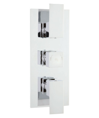 Hudson Reed Art Triple Thermostatic Shower Valve with Diverter, Concealed Shower Valve with Precise Control, Sleek Chrome Finish