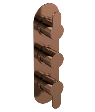 Nuie Arvan Triple Thermostatic Valve with Diverter, Concealed Shower Valve with Precise Control, Brushed Bronze Finish