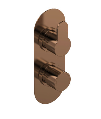 Nuie Arvan Twin Thermostatic Valve with Diverter, Concealed Shower Valve with Precise Control, Brushed Bronze Finish