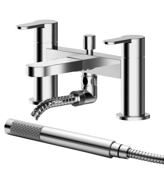 Nuie Arvan Deck Mounted  Bath Shower Mixer Tap with Shower Kit - Chrome