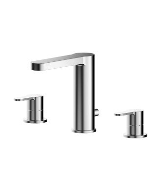 Nuie Arvan 3-Hole Wall Mounted Basin Mixer Tap With Pop Up Waste - Chrome