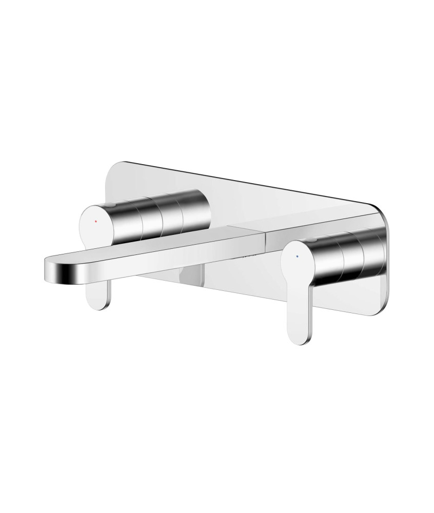 Nuie Arvan 3-Hole Wall Mounted Basin Mixer Tap With Plate - Chrome