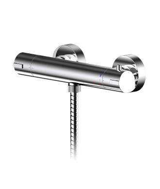 Nuie Arvan Bottom Outlet Round Thermostatic Bar Shower Valve - Chrome