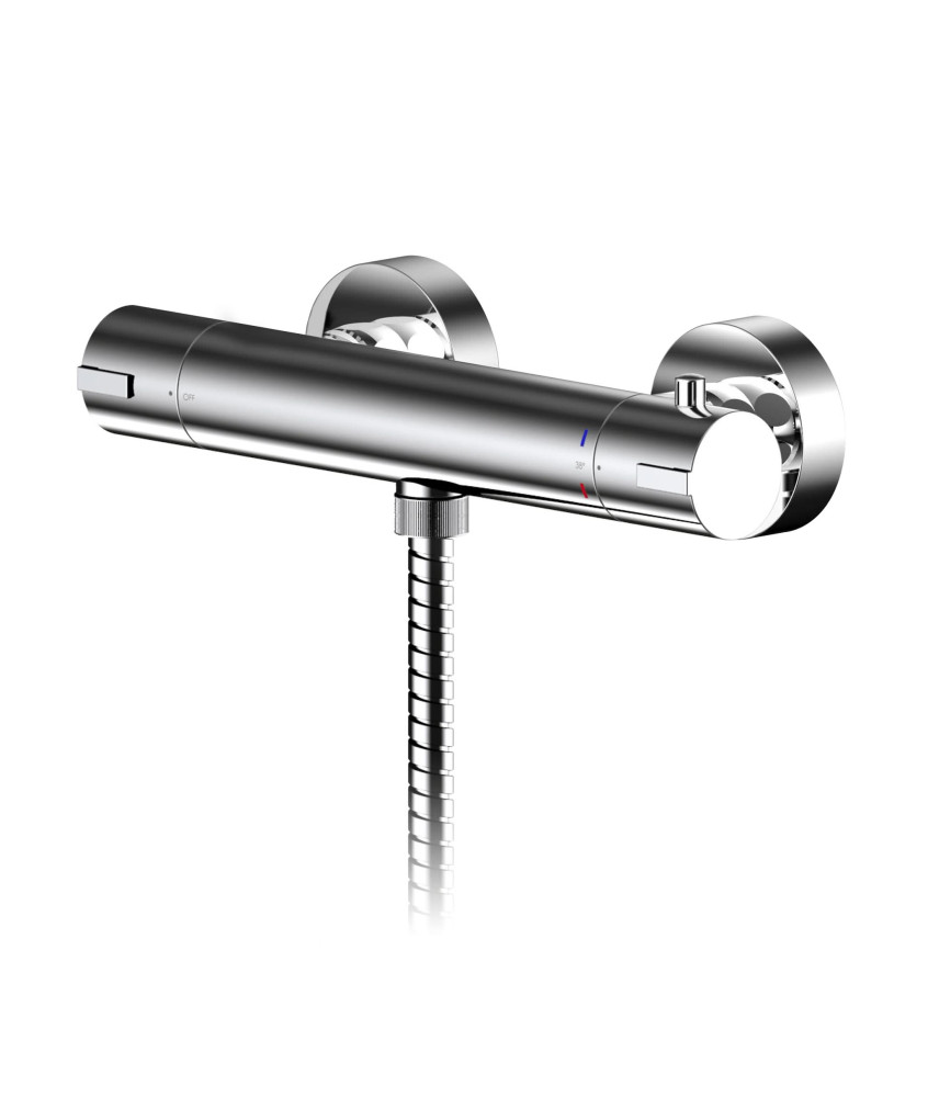 Nuie Arvan Bottom Outlet Round Thermostatic Bar Shower Valve - Chrome