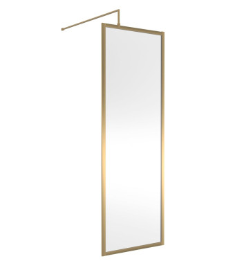 Hudson Reed Full Outer Frame Wetroom Screen, Toughened Glass with Support Bar & Wetroom Shower Screen in Brushed Brass, 1950x...