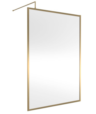 Hudson Reed Full Outer Frame Wetroom Screen, Toughened Glass with Support Bar & Wetroom Shower Screen in Brushed Brass, 1950x...
