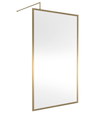 Hudson Reed Full Outer Frame Wetroom Screen, Toughened Glass with Support Bar & Wetroom Shower Screen in Brushed Brass, 1950x...