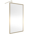 Hudson Reed Full Outer Frame Wetroom Screen, Toughened Glass with Support Bar & Wetroom Shower Screen in Brushed Brass, 1950x...