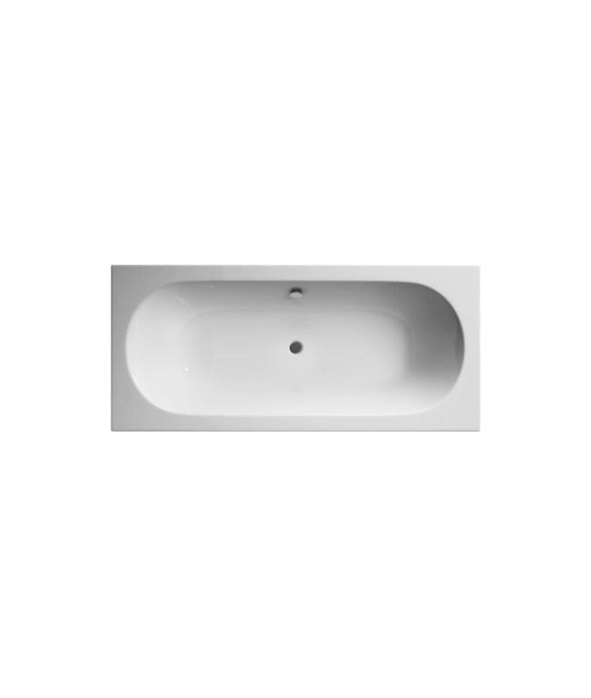 Hudson Reed Otley Eternalite Round Double Ended Straight Shower Bath With Leg Set, Modern Bathtub in White, 1800 x 800mm