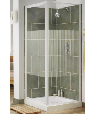AQUALUX 3mm Pivot Door & Side Panel - 800mm - With Tray & Waste