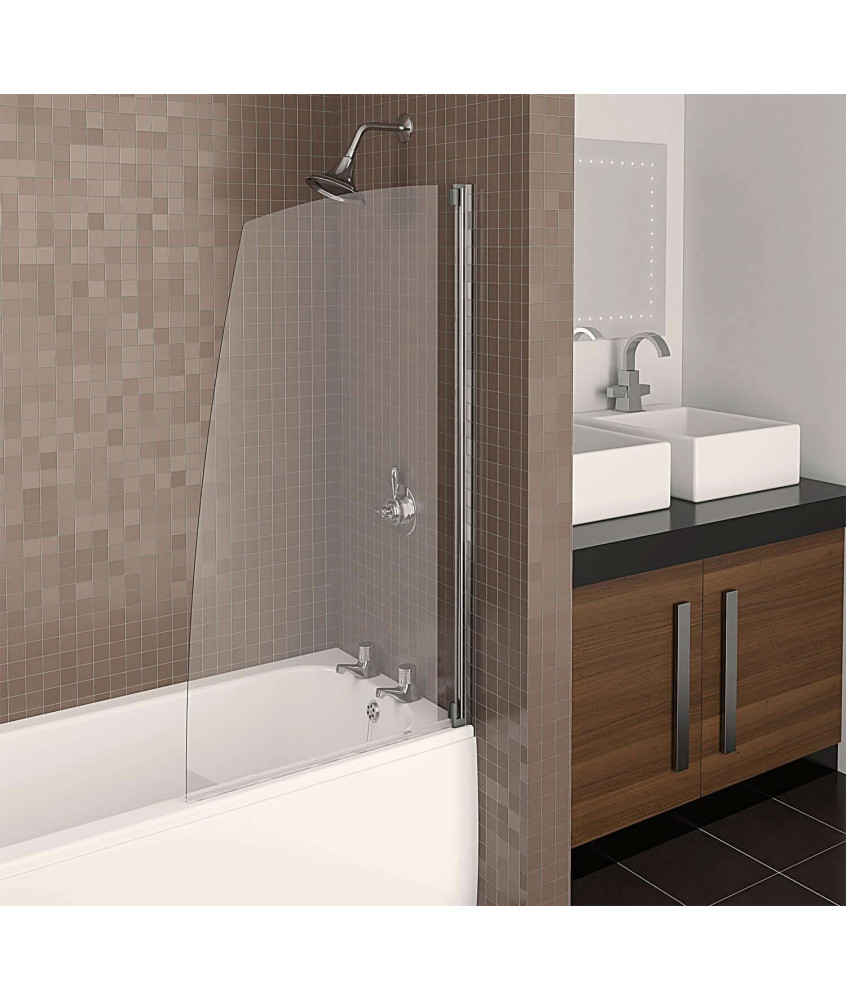 AQUALUX 4 Silver Sail Bath Screen - 750mm