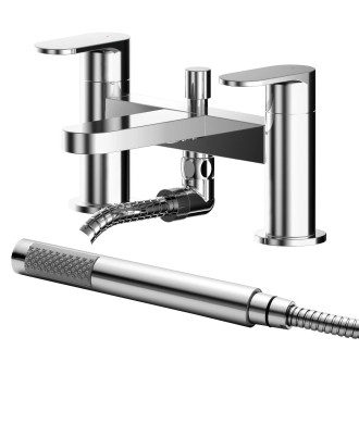 Nuie Binsey Deck Mounted Bath Shower Mixer Tap with Shower Kit - Chrome
