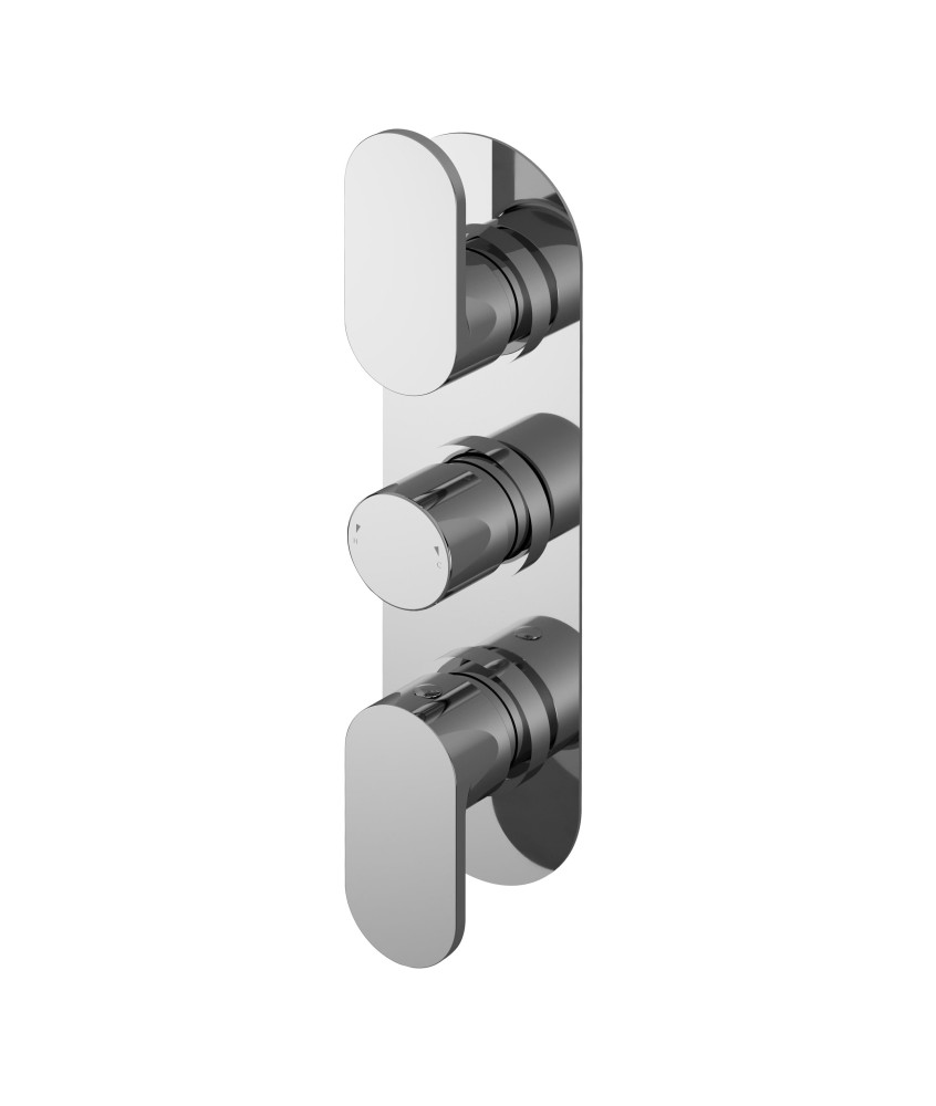 Nuie Binsey Triple Handle Thermostatic Concealed Shower Valve - Chrome