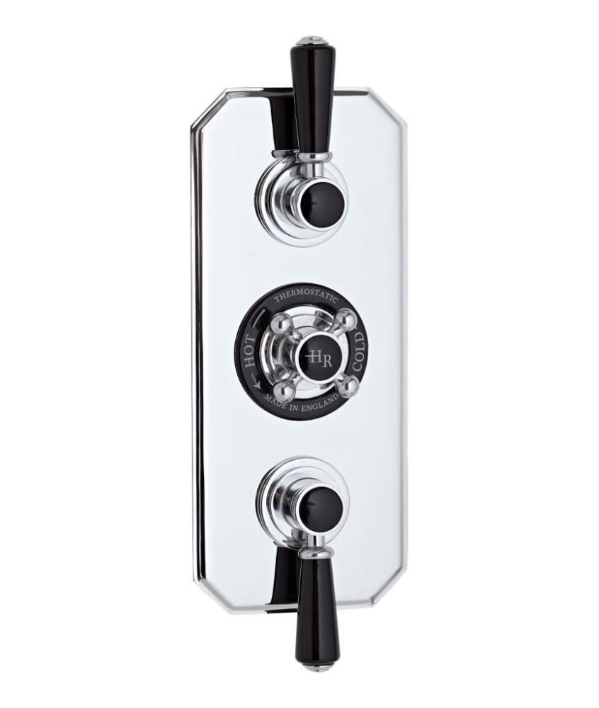 Old London Topaz Triple Concealed Shower Valve, Traditional Style with Modern Thermostatic Control, Sleek Chrome & Black Finish