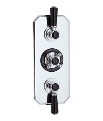 Old London Topaz Triple Thermostatic Valve with Diverter, Concealed Shower Valve with Precise Control, Sleek Chrome & Black F...