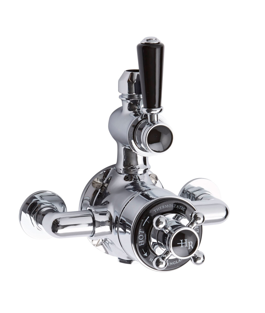 Old London Topaz Twin Exposed Shower Valve, Shower Valves for Btahroom Shower, Chrome & Black