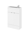 Hudson Reed Fusion Floor Standing 2 Door Vanity Unit & Polymarble Basin Compact, Bathroom Sink Vanity Unit, 600mm