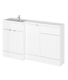 Hudson Reed Fusion Floor Standing 3 Door Vanity Basin & WC Left Hand Combination, Vanity Unit with Basin, Gloss White, 1500mm