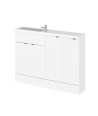 Hudson Reed Fusion Floor Standing 4 Door Vanity Basin Combination Compact, Stylish Vanity Unit with Basin, Gloss White, 1200mm