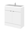 Hudson Reed Fusion Floor Standing 2 Door Vanity Unit & Polymarble Basin, Stylish Vanity Unit with Basin, Gloss White, 800mm