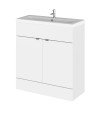 Hudson Reed Fusion Floor Standing 2 Door Vanity Unit & Ceramic Basin, Stylish Sink Vanity Unit, Gloss White, 800mm