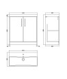 Hudson Reed Juno Floor Standing 2-Door Vanity & Thin-Edge 1 Tap Hole Basin, Elegant Sink Vanity Unit, Graphite Grey Woodgrain...