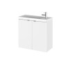 Hudson Reed Fusion Wall Hung 2 Door Vanity Unit & Polymarble Basin, Gloss White, Stylish Sink Vanity Unit, 600mm