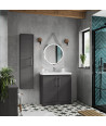Hudson Reed Juno Floor Standing 2-Door Vanity & Mid-Edge 1 Tap Hole Basin, Elegant Sink Vanity Unit, Graphite Grey Woodgrain,...