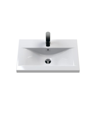 Hudson Reed Juno Floor Standing 2-Door Vanity & Mid-Edge 1 Tap Hole Basin, Elegant Sink Vanity Unit, Graphite Grey Woodgrain,...
