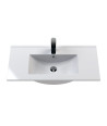 Hudson Reed Juno Wall Hung 2-Drawer Vanity and Minimalist 1 Tap Hole Basin, Timeless Sink Vanity Unit, Coastal Grey, 800mm