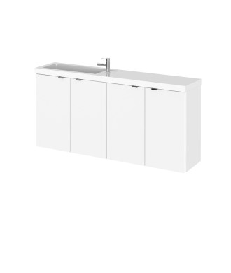 Hudson Reed Fusion Vanity Unit & Basin Compact, Bathroom Sink Vanity Unit, Gloss White, 1200mm