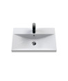 Hudson Reed Juno Wall Hung 2-Drawer Vanity and Thin-Edge 1 Tap Hole Basin, Timeless Sink Vanity Unit, Coastal Grey, 600mm