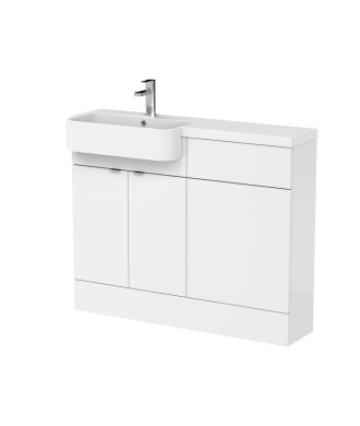 Hudson Reed Fusion Floor Standing 2 Door Vanity Unit & WC with Left Hand Semi Recessed Basin Combination, Sink Vanity Unit, G...