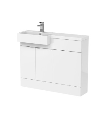 Hudson Reed Fusion Floor Standing 2 Door Vanity Unit & WC with Left Hand Semi Recessed Basin Combination, Sink Vanity Unit, G...
