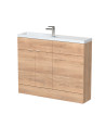 Hudson Reed Fusion Floor Standing Compact & Stylish Combination Bathroom Storage Unit, Bleached Oak, 1100mm