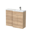 Hudson Reed Fusion Right Hand Combination, Stylish Bathroom Storage Unit, Bleached Oak, 1100mm