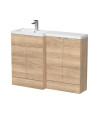 Hudson Reed Fusion Floor Standing Left Hand Combination, Stylish Bathroom Storage Unit, Bleached Oak, 1200mm