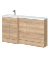 Hudson Reed Fusion Floor Standing Left Hand Combination, Stylish Bathroom Storage Unit, Bleached Oak, 1500mm