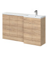 Hudson Reed Fusion Floor Standing Right Hand Combination, Stylish Bathroom Storage Unit, Bleached Oak, 1500mm