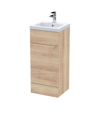Hudson Reed Fusion Floor Standing Vanity Unit & Basin, Stylish Vanity Unit with Basin, Bleached Oak, 400mm