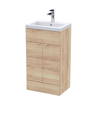 Hudson Reed Fusion Floor Standing Vanity Unit & Basin, Stylish Vanity Unit with Basin, Bleached Oak, 500mm