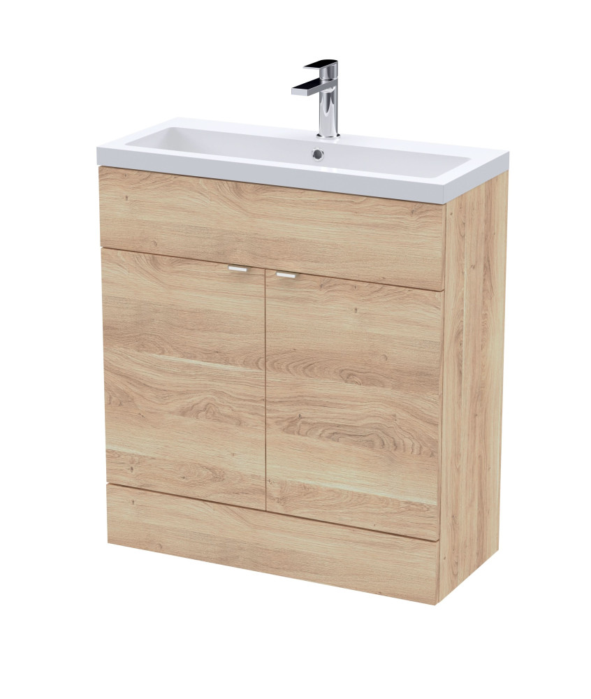 Hudson Reed Fusion Floor Standing Vanity Unit & Basin, Vanity Unit with Basin, Bleached Oak, 800mm