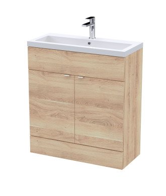 Hudson Reed Fusion Floor Standing Vanity Unit & Basin, Vanity Unit with Basin, Bleached Oak, 800mm
