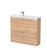 Hudson Reed Fusion Floor Standing Combination Vanity & WC Compact, Bathroom Sorage Unit, Bleached Oak, 1000mm