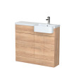 Hudson Reed Fusion Floor Standing Combination Vanity Unit & Right Hand Semi Recessed Basin, Sink Vanity Unit, Bleached Oak, 1...
