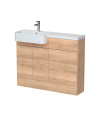 Hudson Reed Fusion Floor Standing Combination Vanity Unit & Left Hand Semi Recessed Basin, Sink Vanity Unit, Bleached Oak, 11...