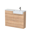 Hudson Reed Fusion Floor Standing Combination Vanity Unit & Right Hand Semi Recessed Basin, Sink Vanity Unit, Bleached Oak, 1...