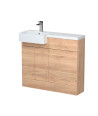 Hudson Reed Fusion Floor Standing Combination Vanity Unit & Left Hand Semi Recessed Basin, Sink Vanity Unit, Bleached Oak, 10...